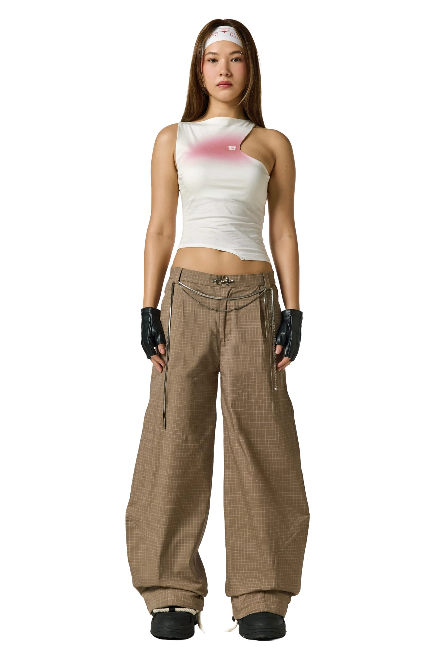 Grid Wide Leg Trousers