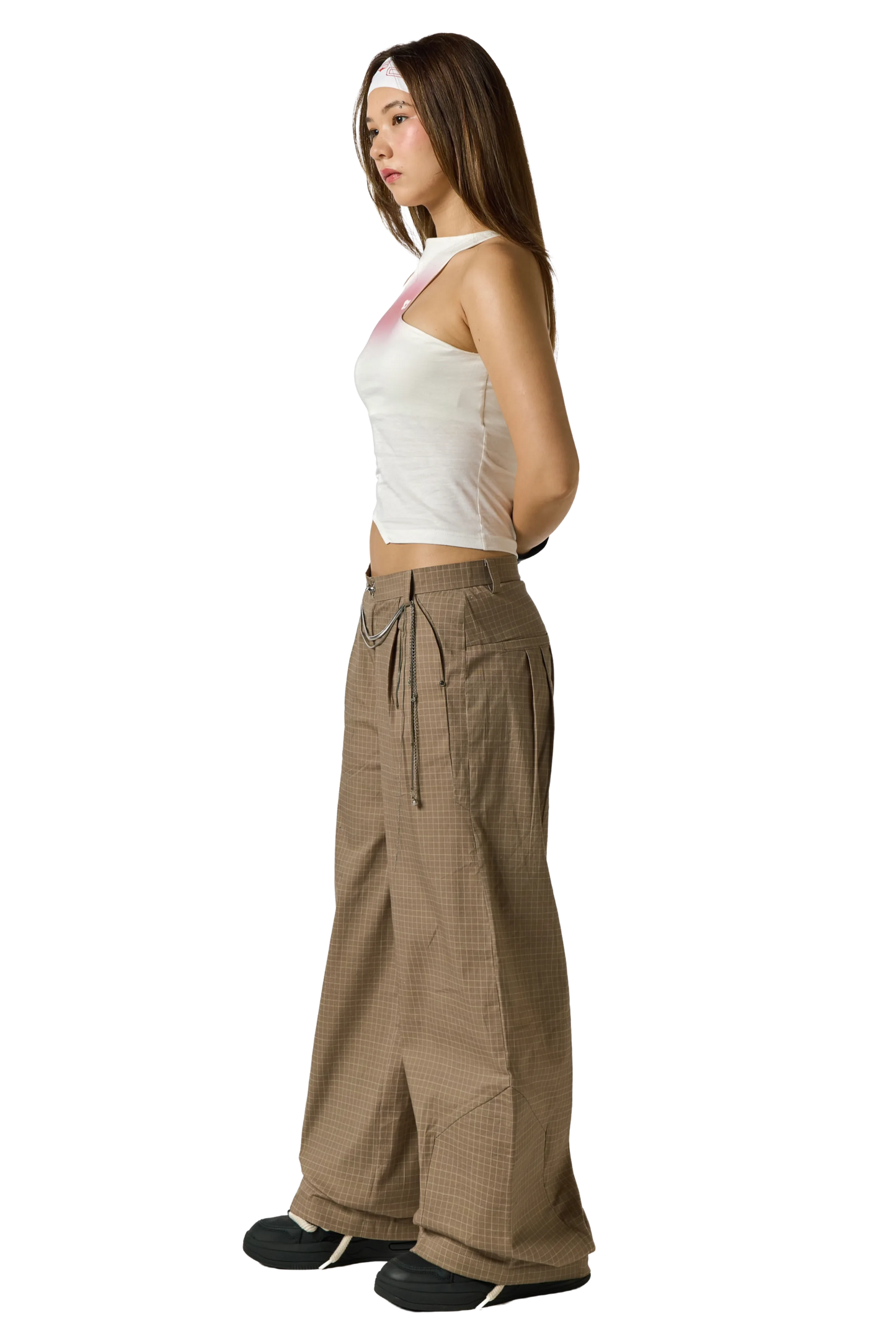 Grid Wide Leg Trousers