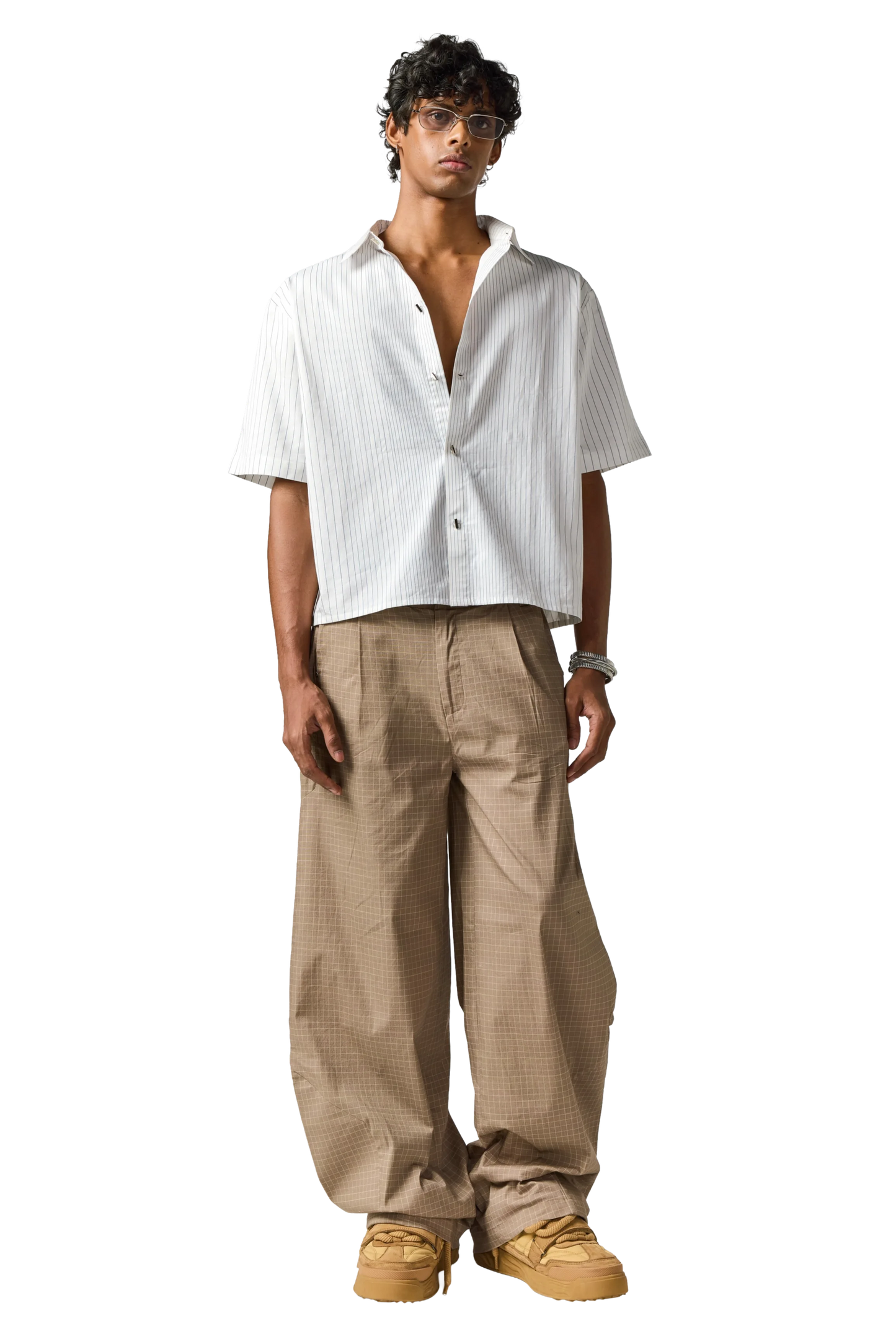 Grid Wide Leg Trousers
